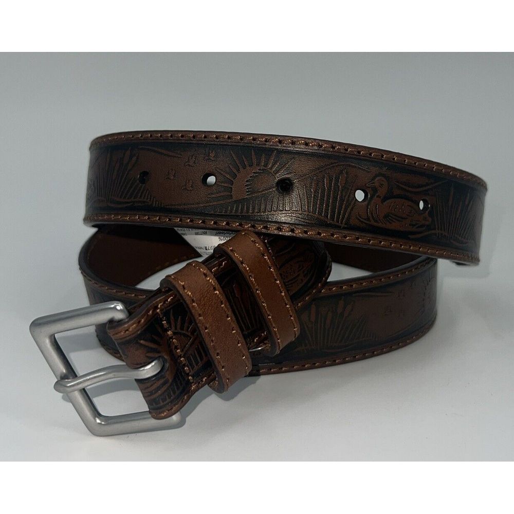 J. Crew Brown Leather Belt with Silver Buckle Size 32